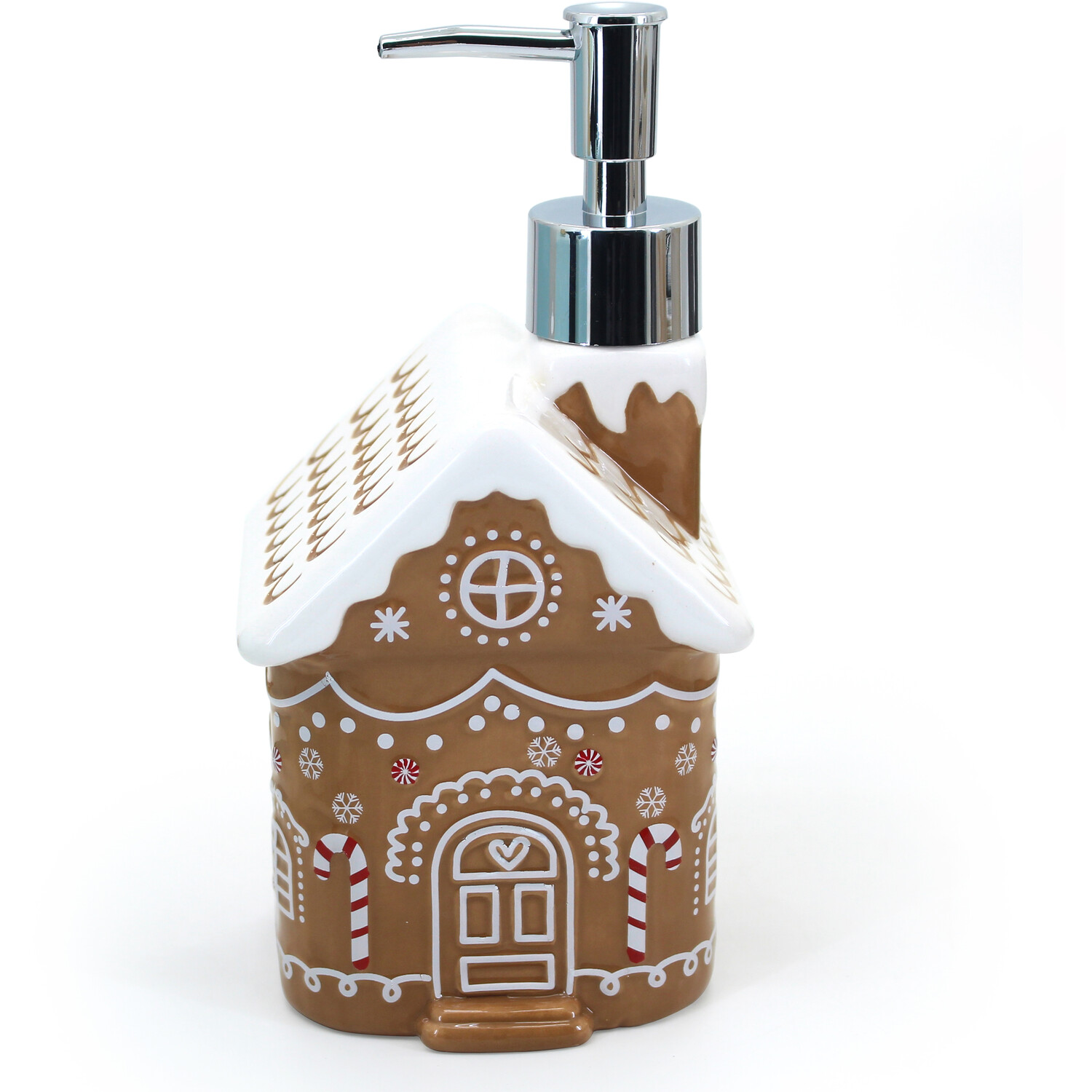 Gingerbread House Ceramic Soap Dispenser Brown Image
