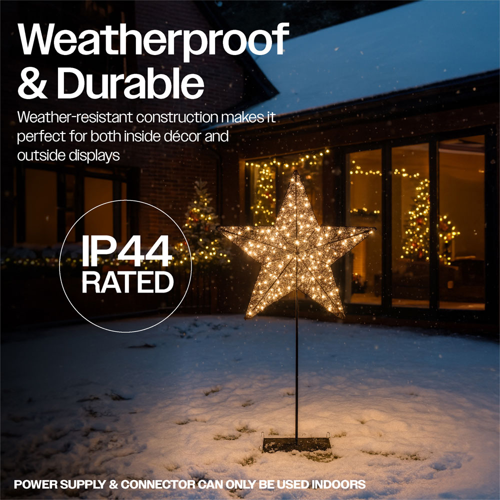 Xmas Haus Black 100 Warm White LED Star on Stand Christmas Decoration 41 x 66cm Image 3