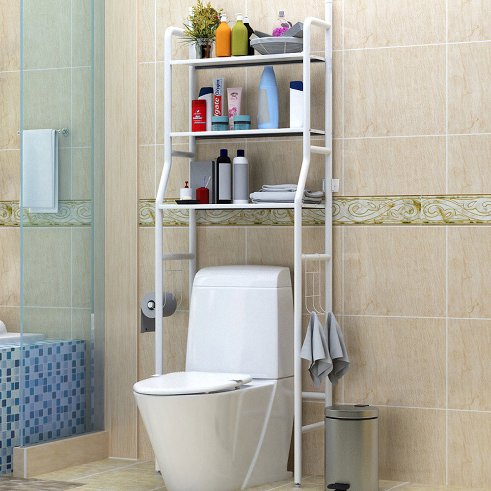 Living and Home 3-Tier White Metal Over Toilet Bathroom Storage Rack Image 5