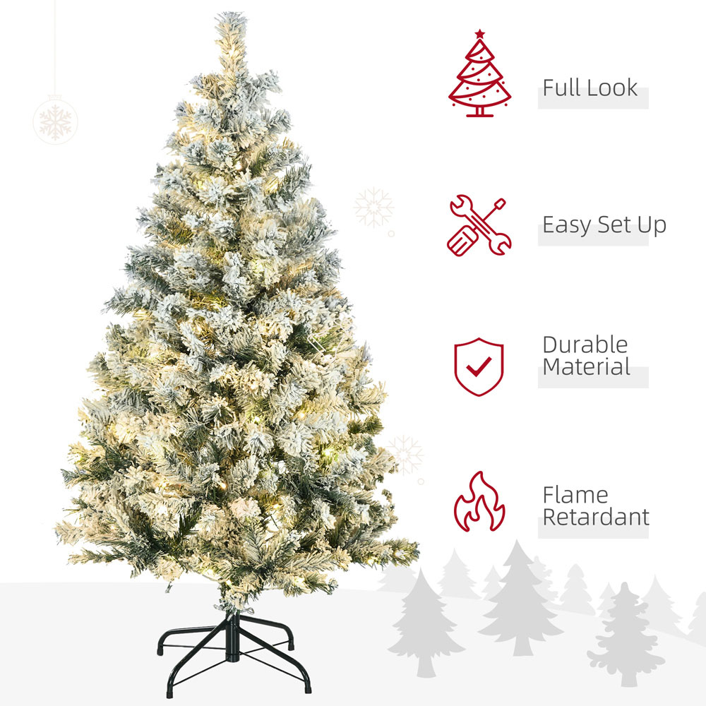 Everglow Colourful LED Pre-Lit Frosted Green Artificial Christmas Tree 4.5ft Image 5