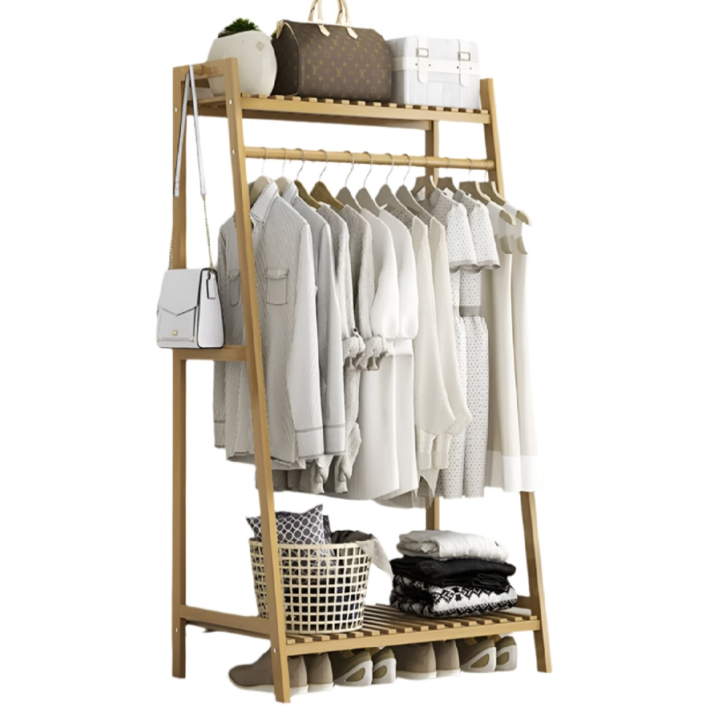 Modcraft 2 Shelf Heavy Duty Bamboo Clothes Rail Image 3
