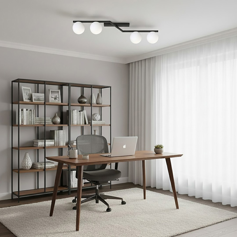 Emibig Nation 4 Light White Shade Black Ceiling Lamp Image 2