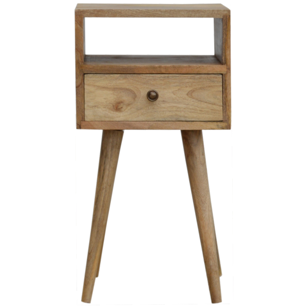 Artisan Furniture Oak-ish Single Drawer Single Shelf Solid Wood Mini Bedside Table Image 2