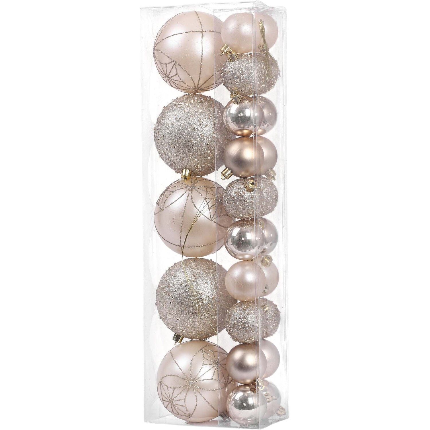 Set of 25 Ivory Champagne Baubles Champagne Image 5
