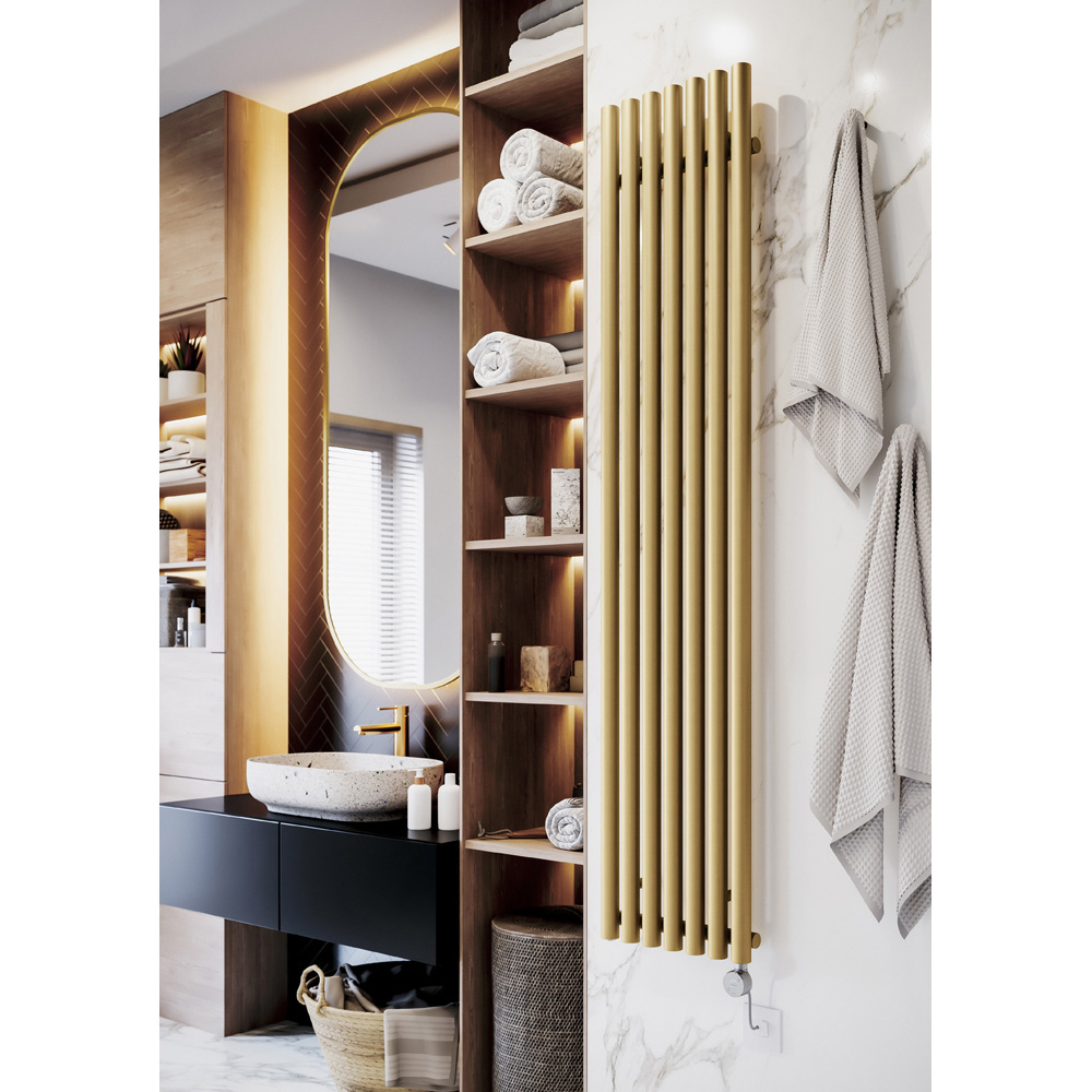 Terma Rolo Room Brass Electric Radiator Bluetooth 800W 1800 x 370mm Image 2