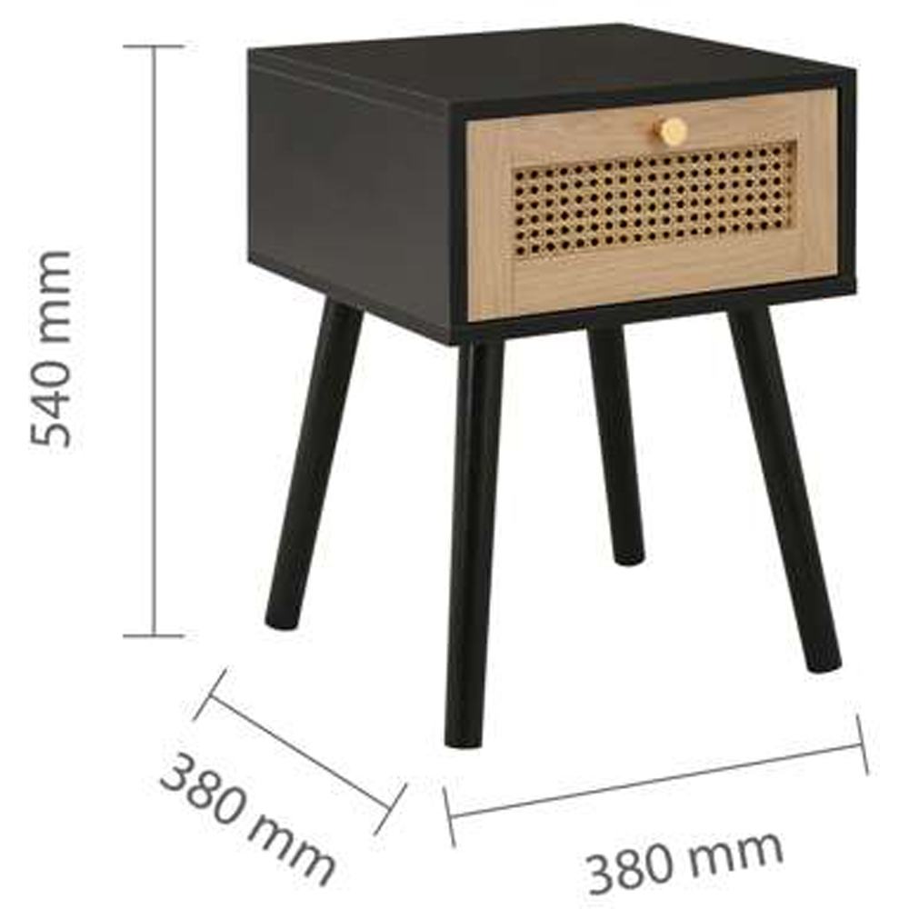Birlea Croxley Black Single Drawer Rattan Bedside Table Set of 2 Image 9