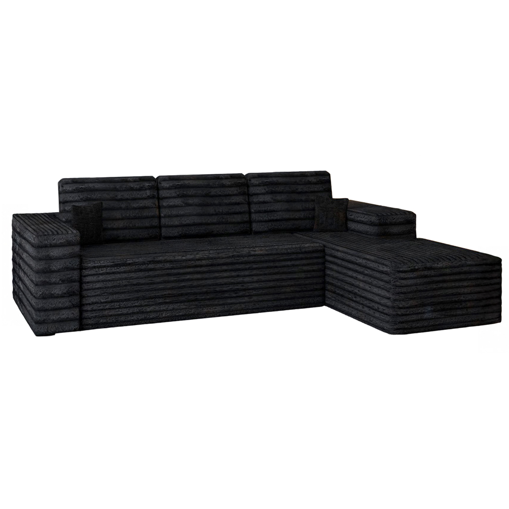 Sliding Wardrobes 4U 3 Seater L Shaped Black Corner Sofa with Reversible Chaise Image 2