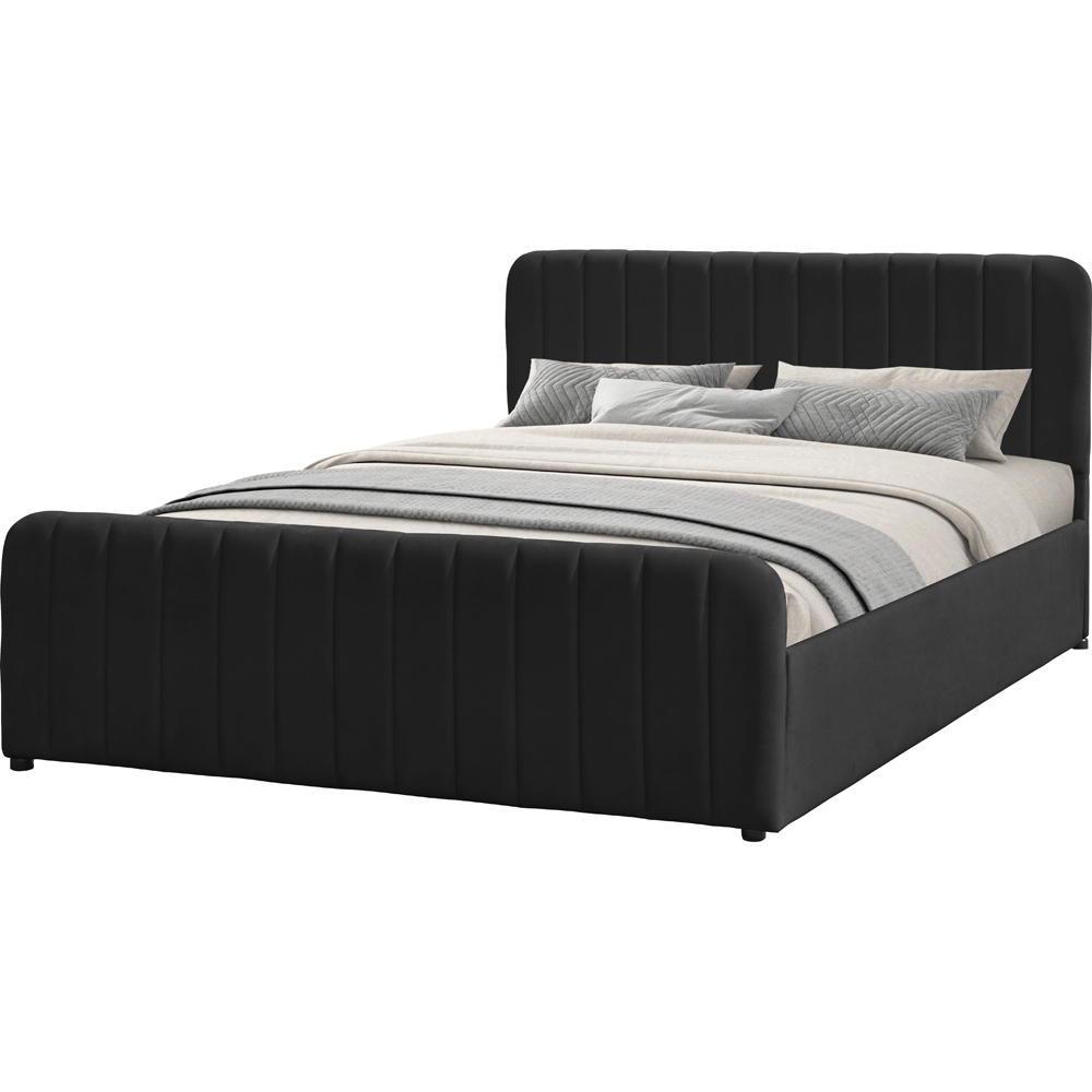 Comfy Living Double Black Brushed Velvet Gas Lift Ottoman Bedframe Image 2