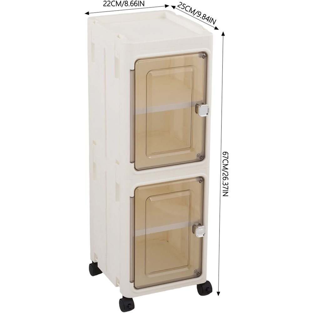 Living and Home 2 Door Slim Plastic Storage Cabinet with Wheels Image 8