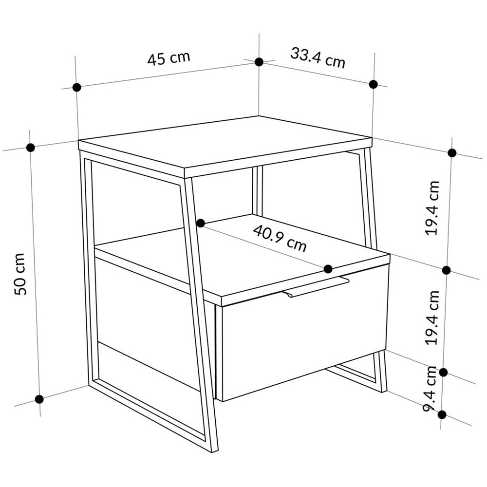 FWStyle Pal Single Drawer Ash Green Bedside Table Image 6