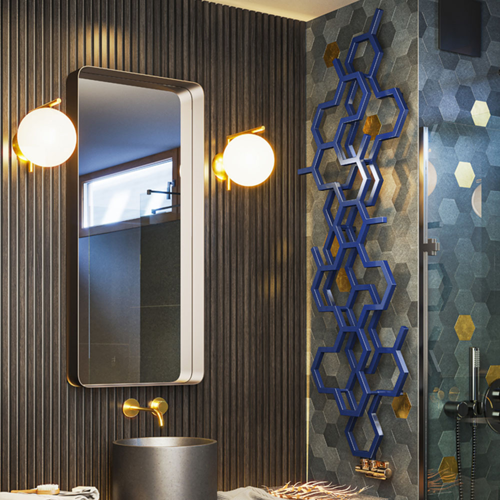 Terma Hex 1708 BTU Denim Radiator 1700 x 573mm Image 8