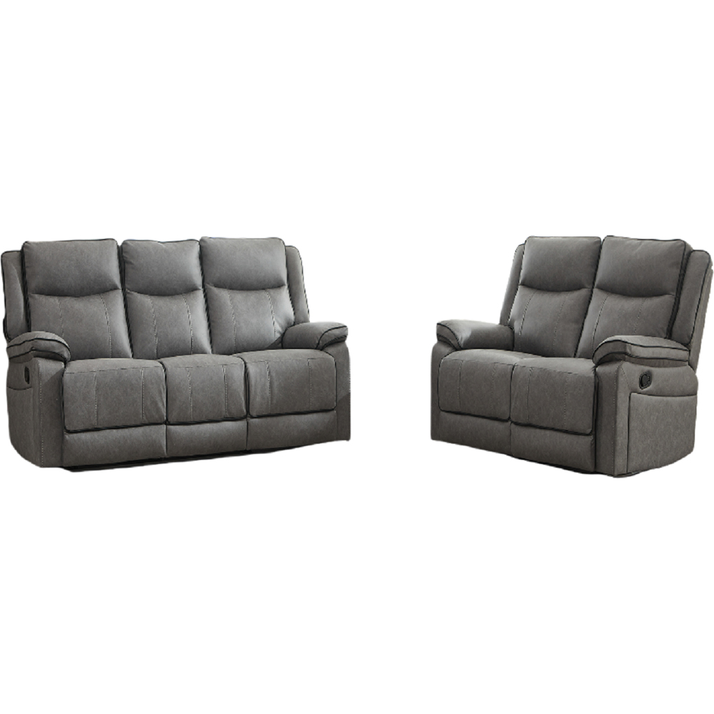 Furniture One 5 Seater Grey Manual Sectional Recliner Couches Sofa Set Image 2
