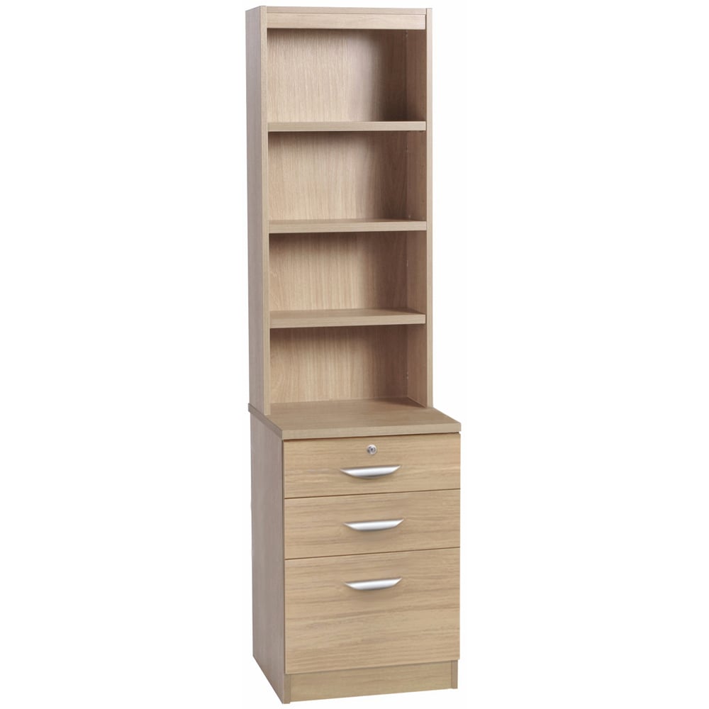 R White Cabinets 3 Drawer 4 Shelf Brown Storage Unit with Hutch Image 2