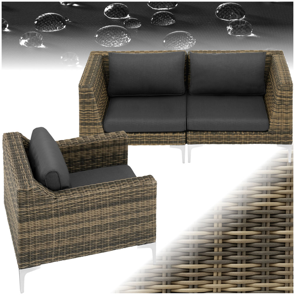 tectake Villanova 3 Seater Rattan Garden Sofa Set with Cushion Image 2