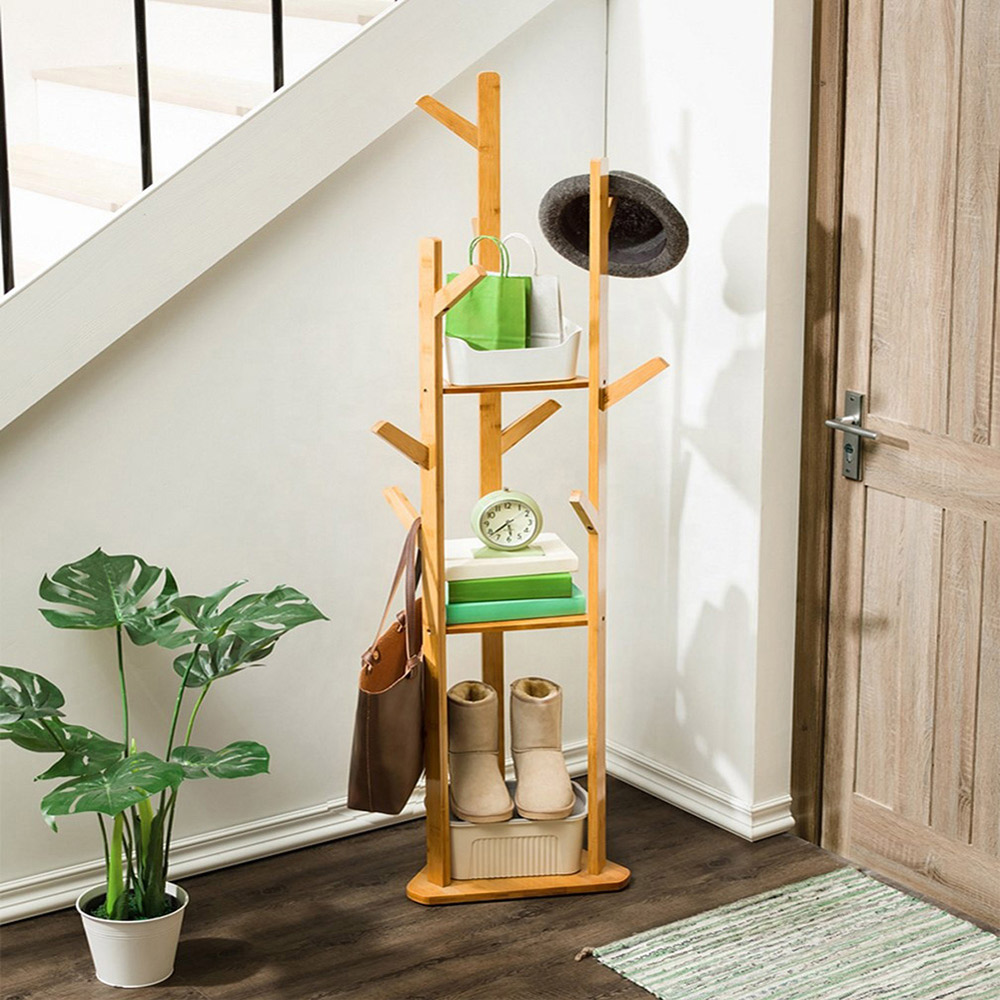 Living and Home 3-Tier Coat Rack Stand with Shelves Image 8