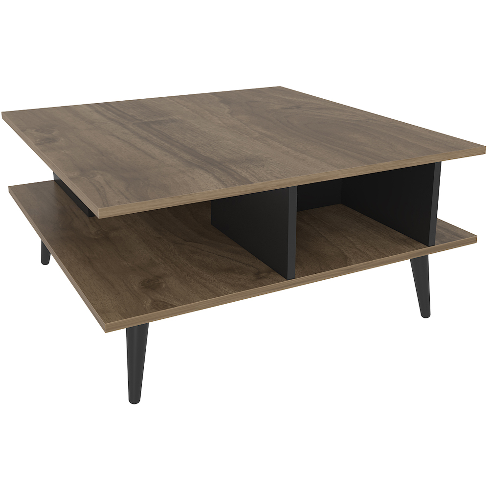 Decorotika Akya Walnut and Black Wide Coffee Table Image 3