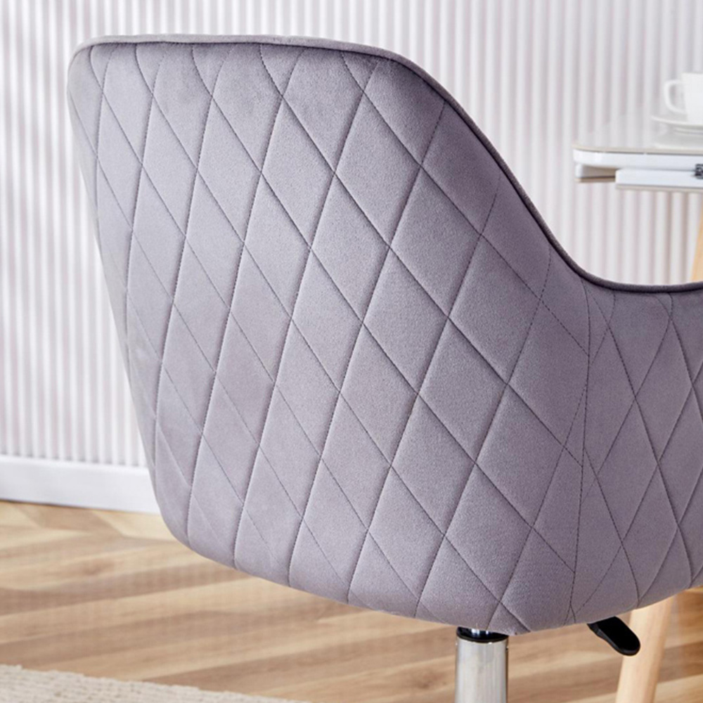 Portland Grey Velvet Swivel Office Chair with Wheels Image 2