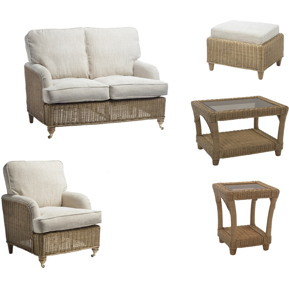 Desser Furniture Seville 3 Seater Light Oak Jasper Sofa Set with Footstool Image 2