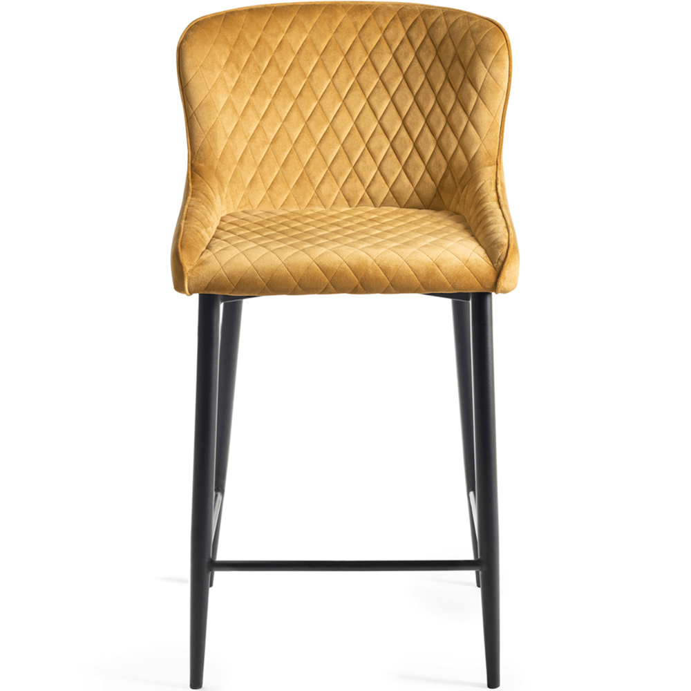 Bentley Designs Cezanne Set of 2 Mustard Velvet Fabric Upholstered Barstool Image 3