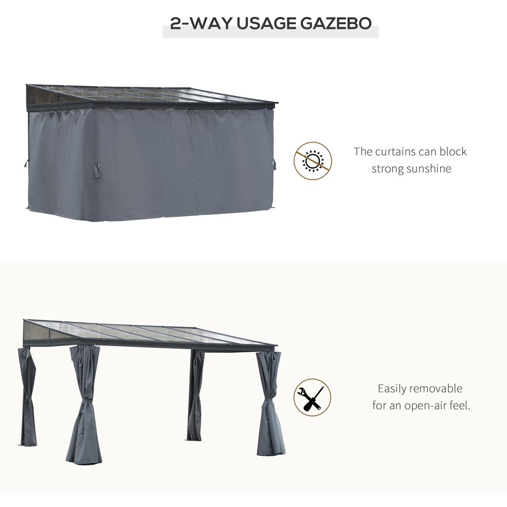 Outsunny 4 x 3m Grey Aluminium Outdoor Hardtop Pergola Image 8