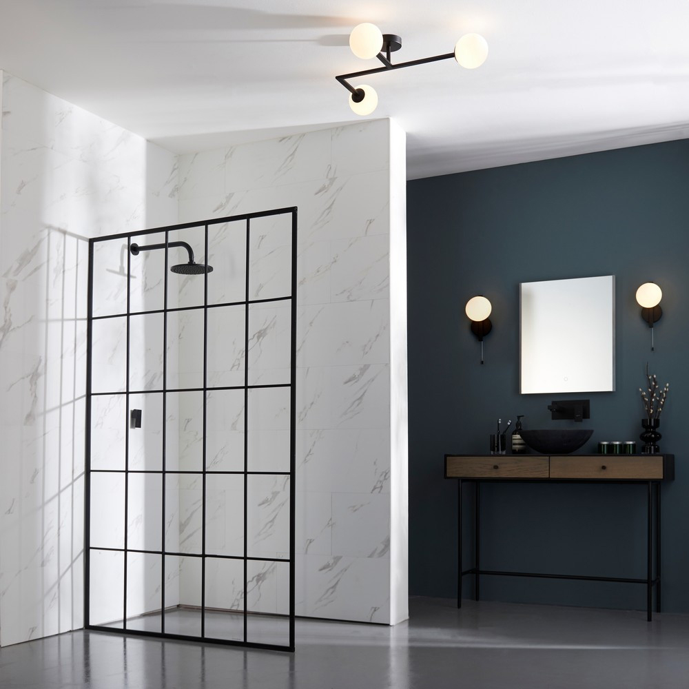 Merano Riomaggiore Matt Black Matt Opal Glass 3 Light Ceiling Light Image 7
