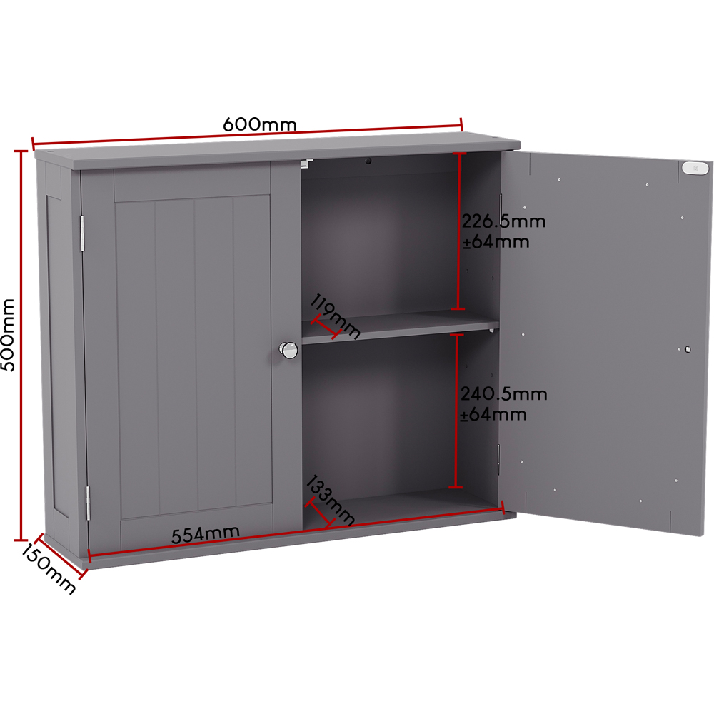 Bath Vida Priano 2 Door Grey Wall Mounted Bathroom Cabinet Image 7
