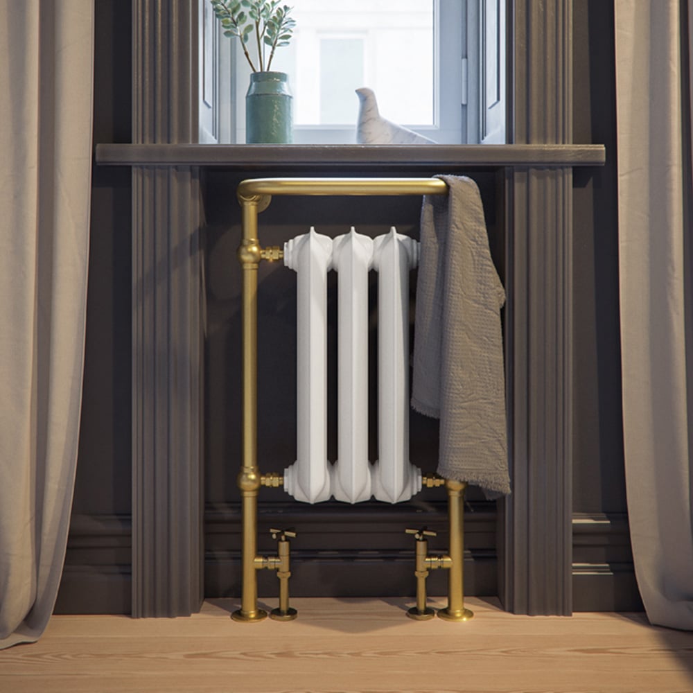 Terma 1217BTU White Soft and Brass Heated Towel Rail 900 x 490mm Image 5