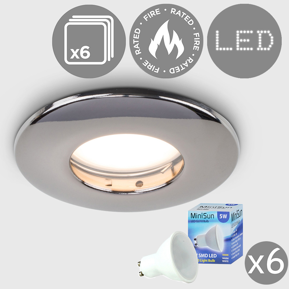 ValueLights Black Chrome Warm White LED Ceiling Downlight 6 Pack Image 4