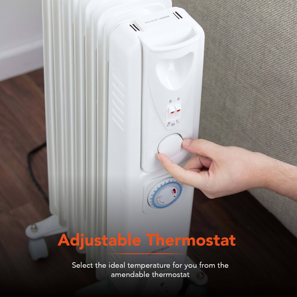 Warmlite 11 Fin White Oil Filled Radiator with Adjustable Thermostat 2500W Image 6