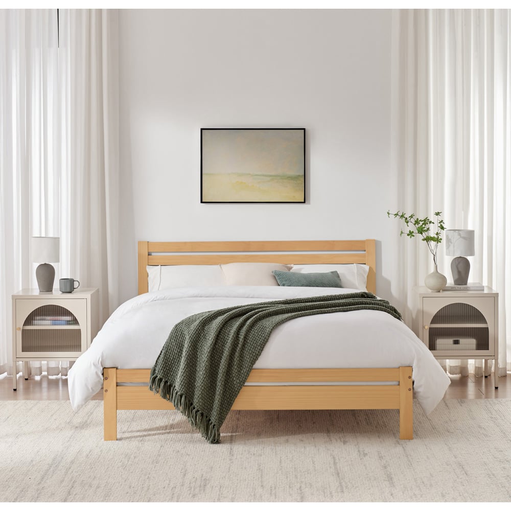 Furniturebox Cadhla King Size Oak Stain Solid Pine Bed Frame Image 6