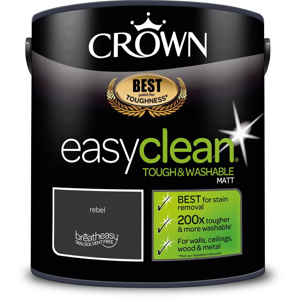 Crown Easyclean Rebel Matt Emulsion Multisurface Paint 2.5L Image 2
