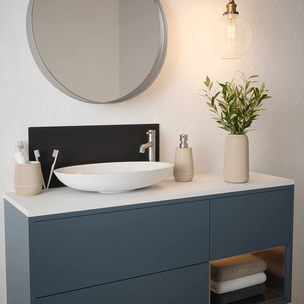 Splashback Matt Black Toughened Glass Self Adhesive Bathroom Splashback 250 x 500mm Image 4