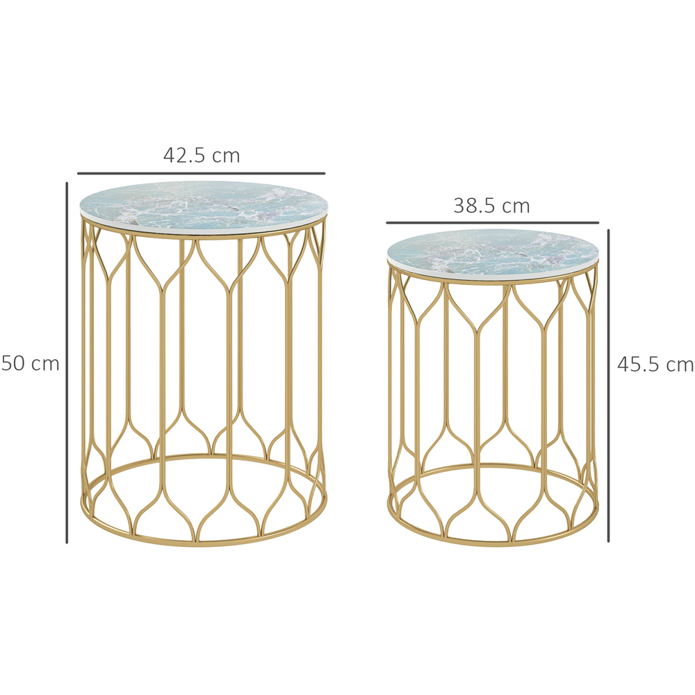 Outsunny Marble Effect Top and Multicolour Nest of Garden Tables Set of 2 Image 8