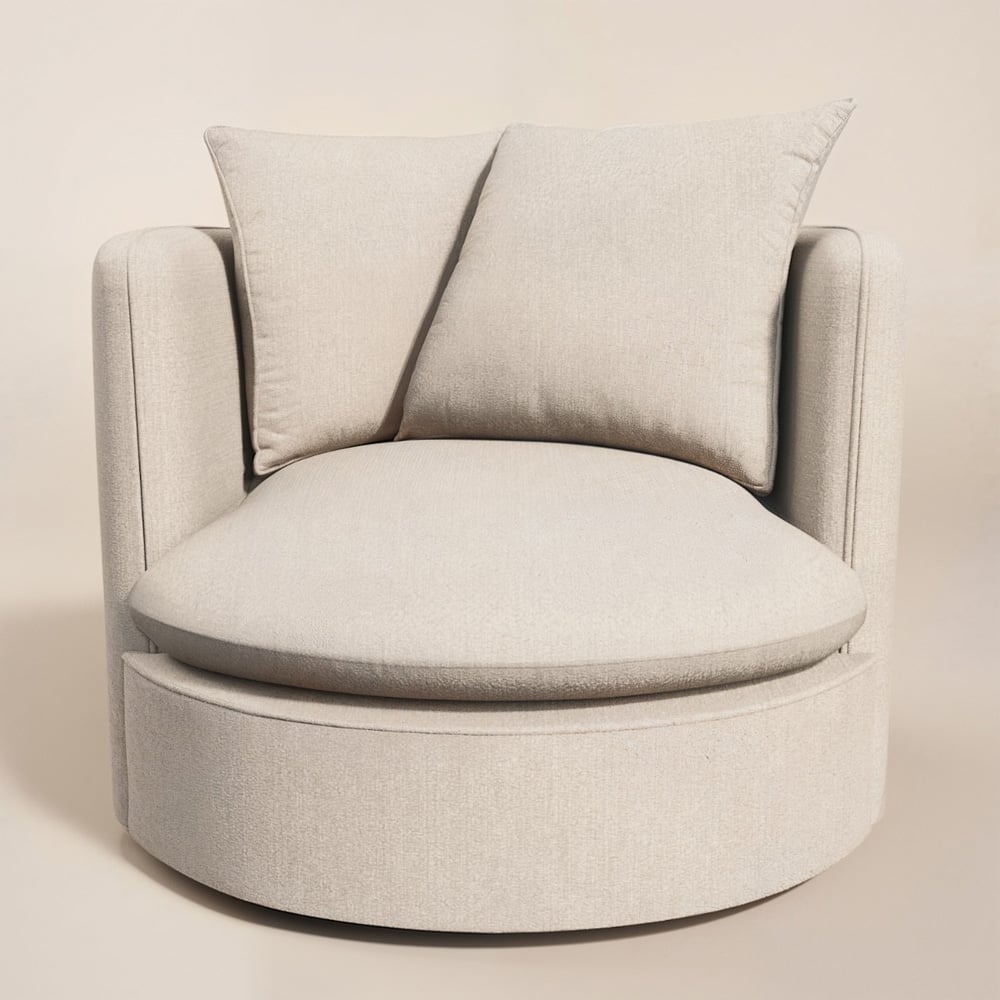 Solace+Co Maisie Beige Chenille Swivel Armchair Image 3