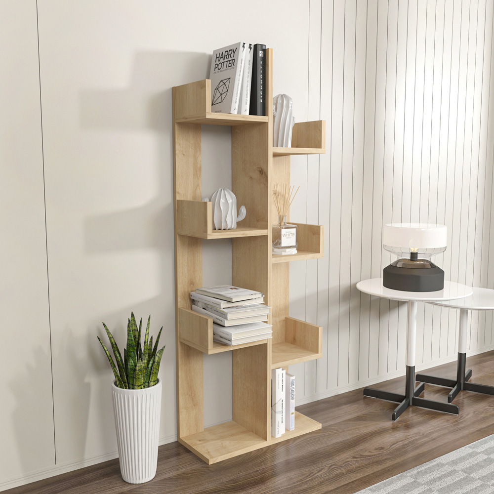 Decorotika Lui 8 Shelf Oak Tall Tree Style Bookshelf Image 3