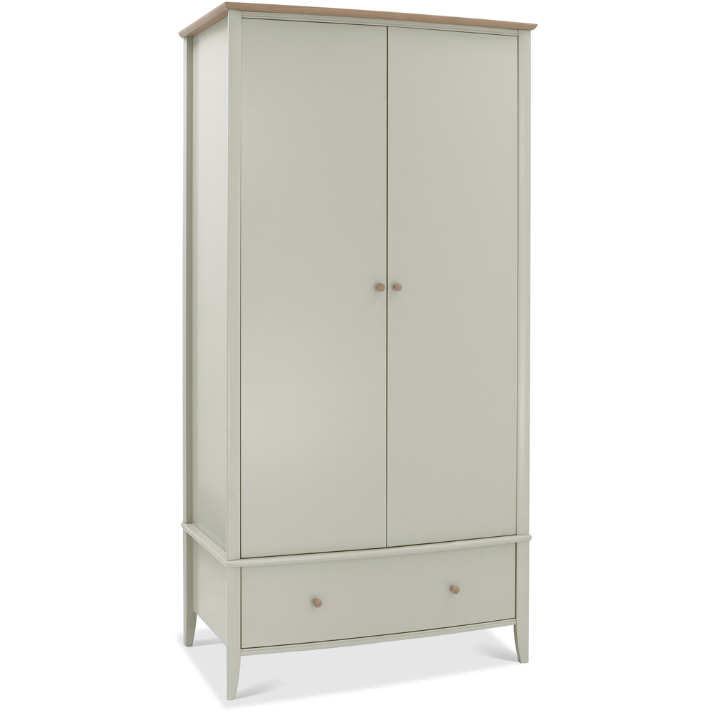 Bentley Designs Whitby 2 Door Single Drawer Scandi Oak and Soft Grey Wardrobe Image 2