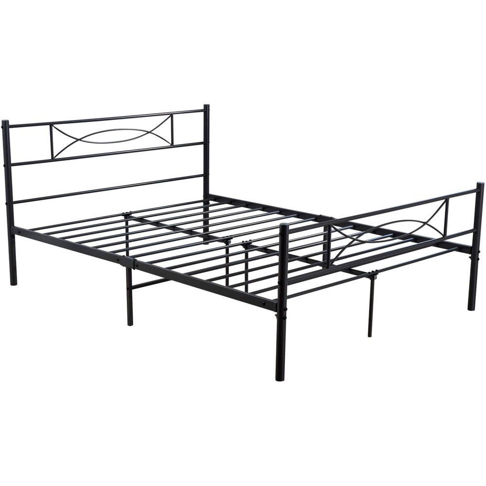 Home Source Saturn Single Grey Metal Bed with Curve Headboard Image 2