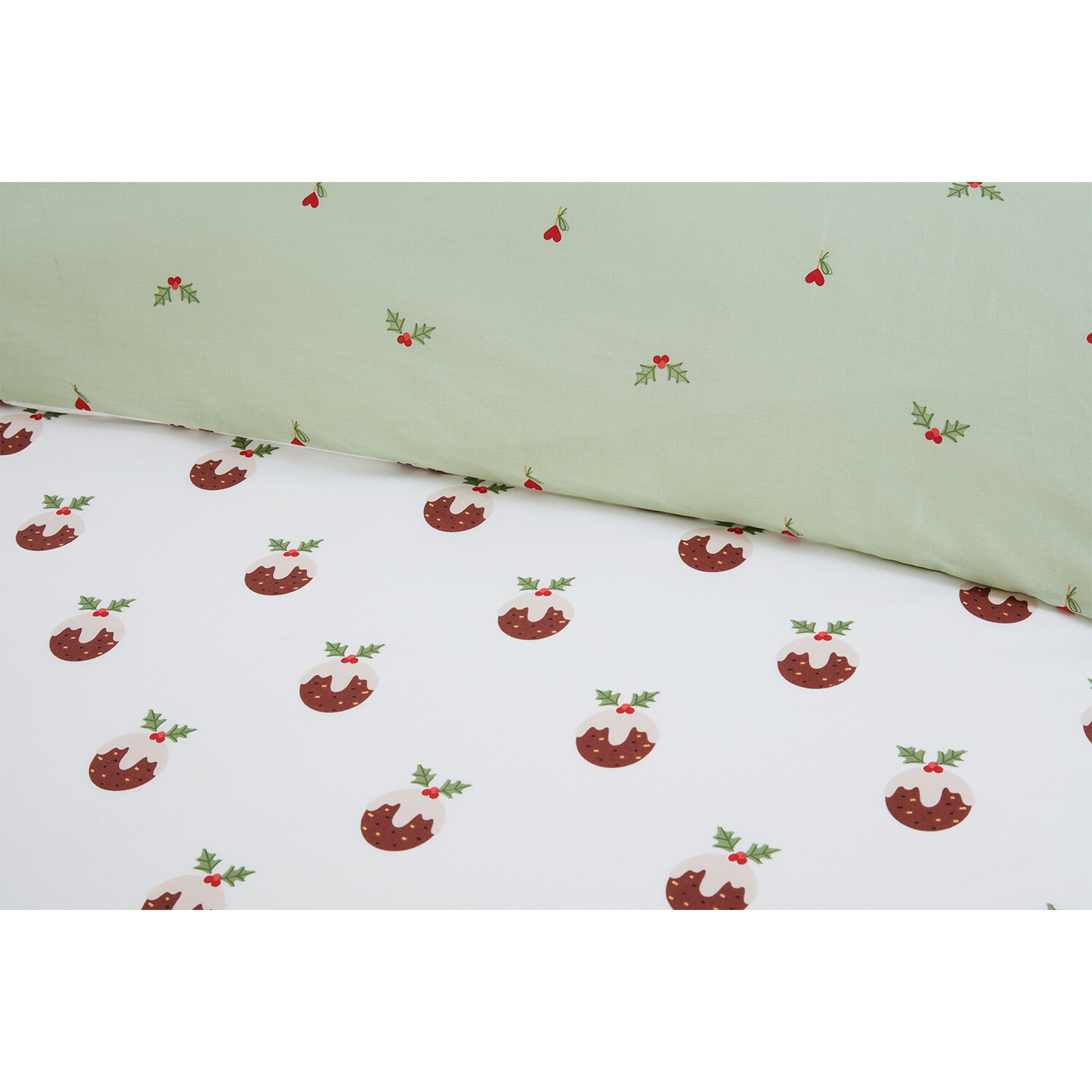 Christmas Pudding Duvet Cover and Pillowcase Set - Double Image 4