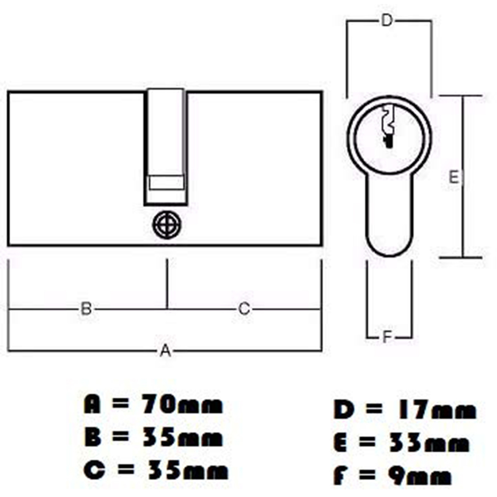 Golden Grace Satin Nickel Thumb Turn Euro Cylinder Lock 70mm Image 2