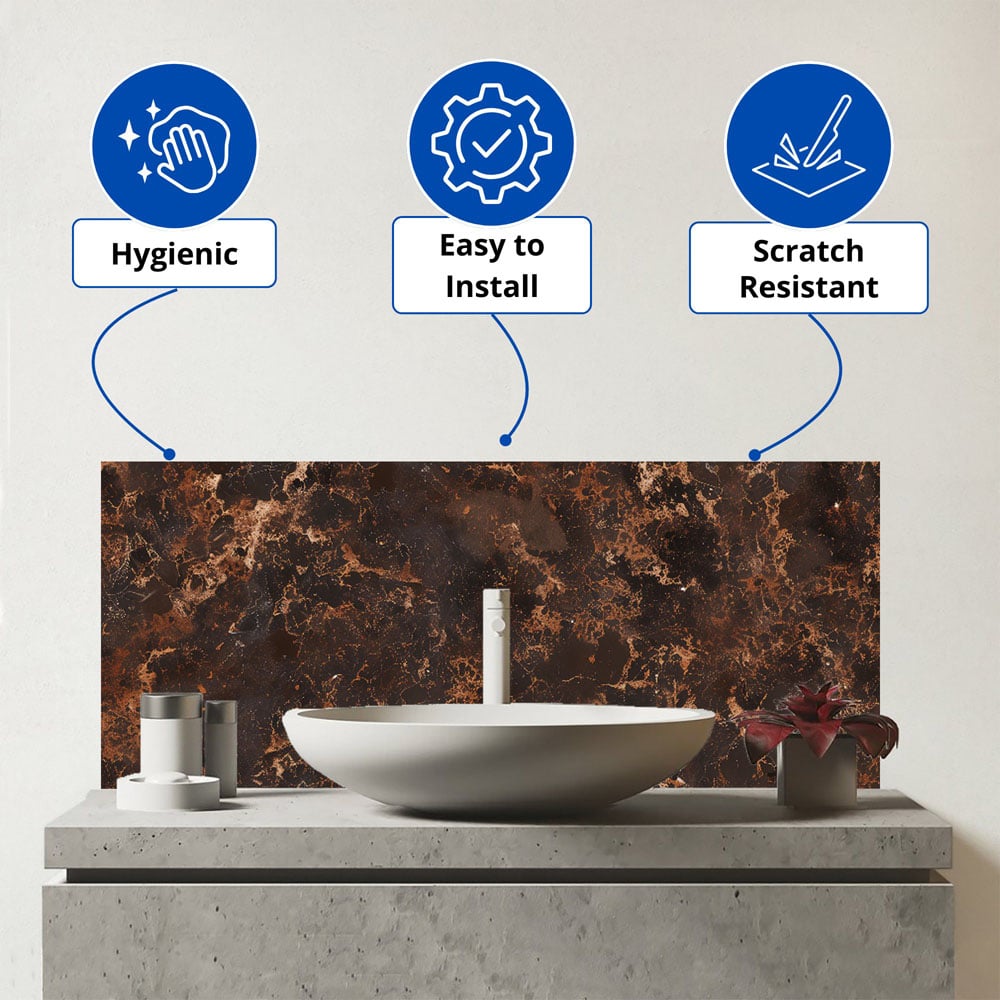 Warren Reed Designer Browns Quartz Effect Bathroom Splashback 25 x 60cm Image 3