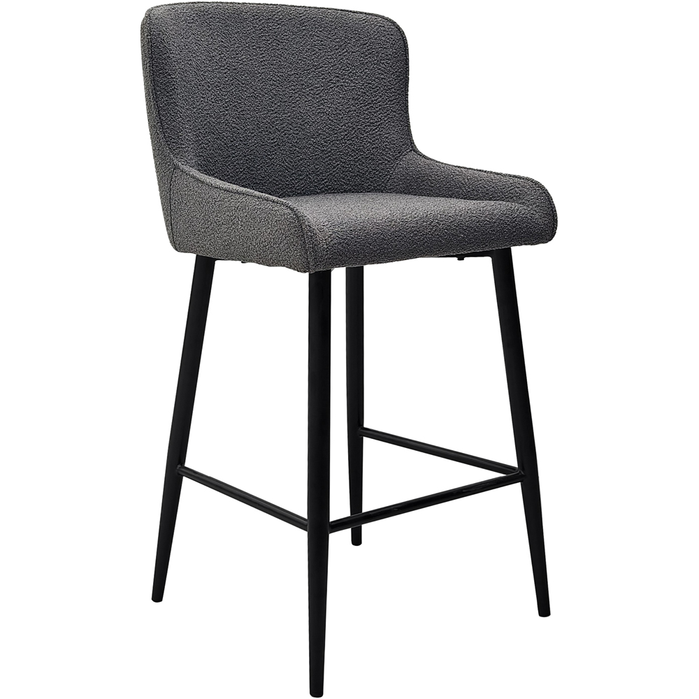 Bentley Designs Rubens Set of 2 Grey Boucle Fabric Upholstered Barstool Image 2