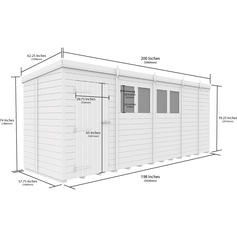Foreverspaces 17 x 5ft Composite Board Pent Garden Shed Image 4