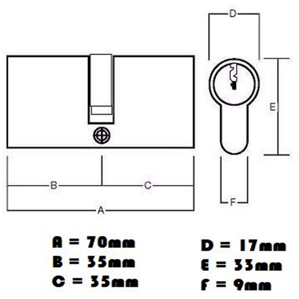 Golden Grace Satin Nickel Door Key Hole Euro Cylinder Lock 70mm Image 2