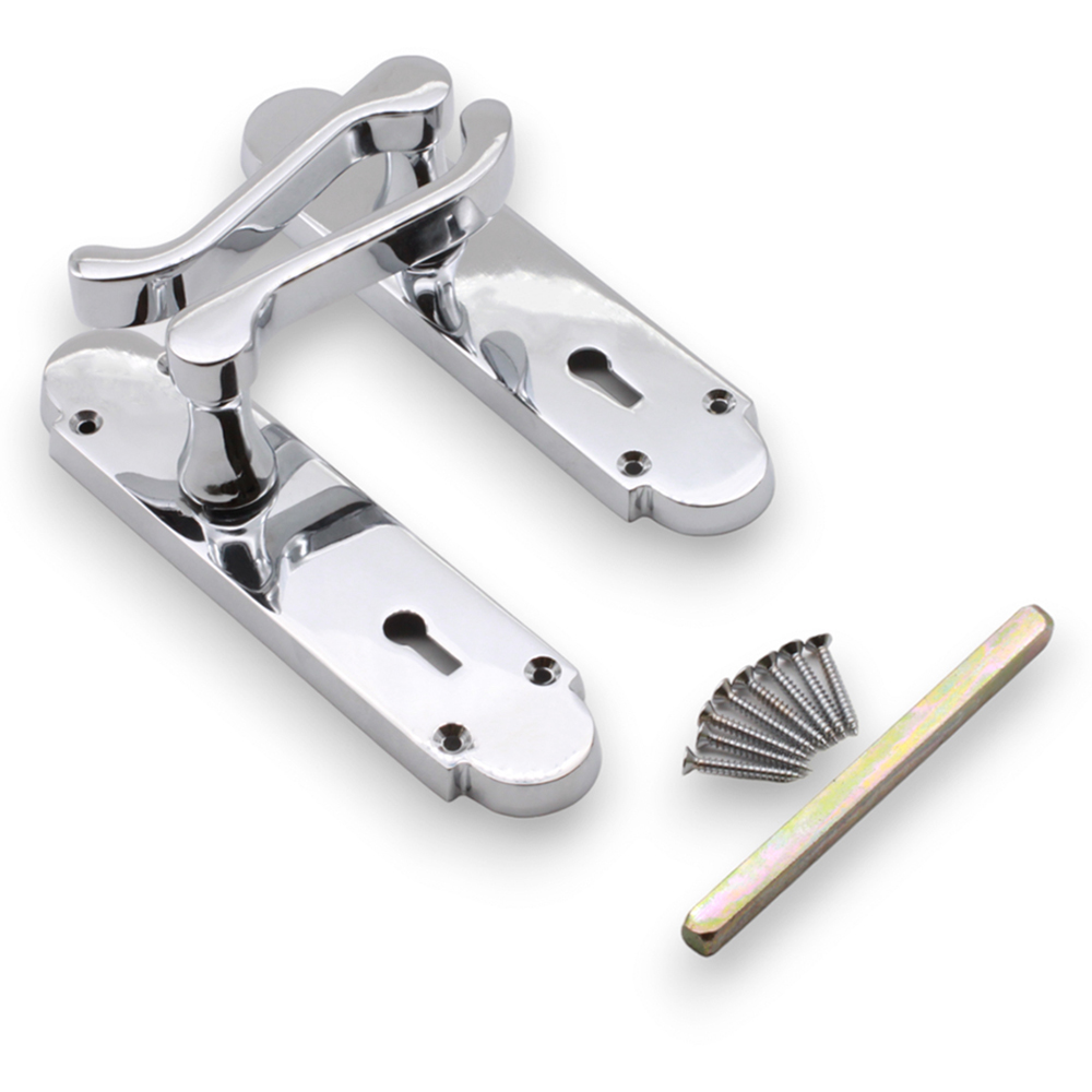 Spira Brass Oakley Polished Chrome Lock Lever Door Handle 2 Pack Image 4