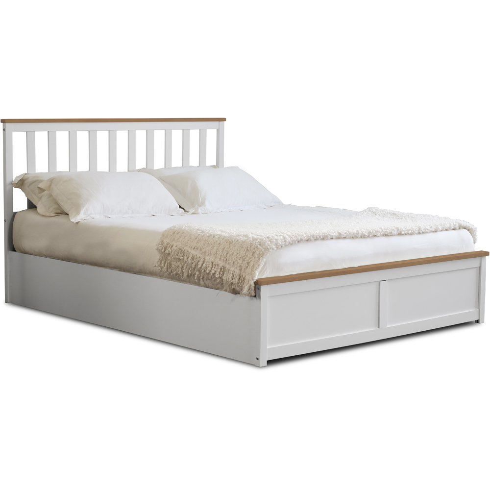 Comfy Living Double White Gas Lift Ottoman Bed Image 2