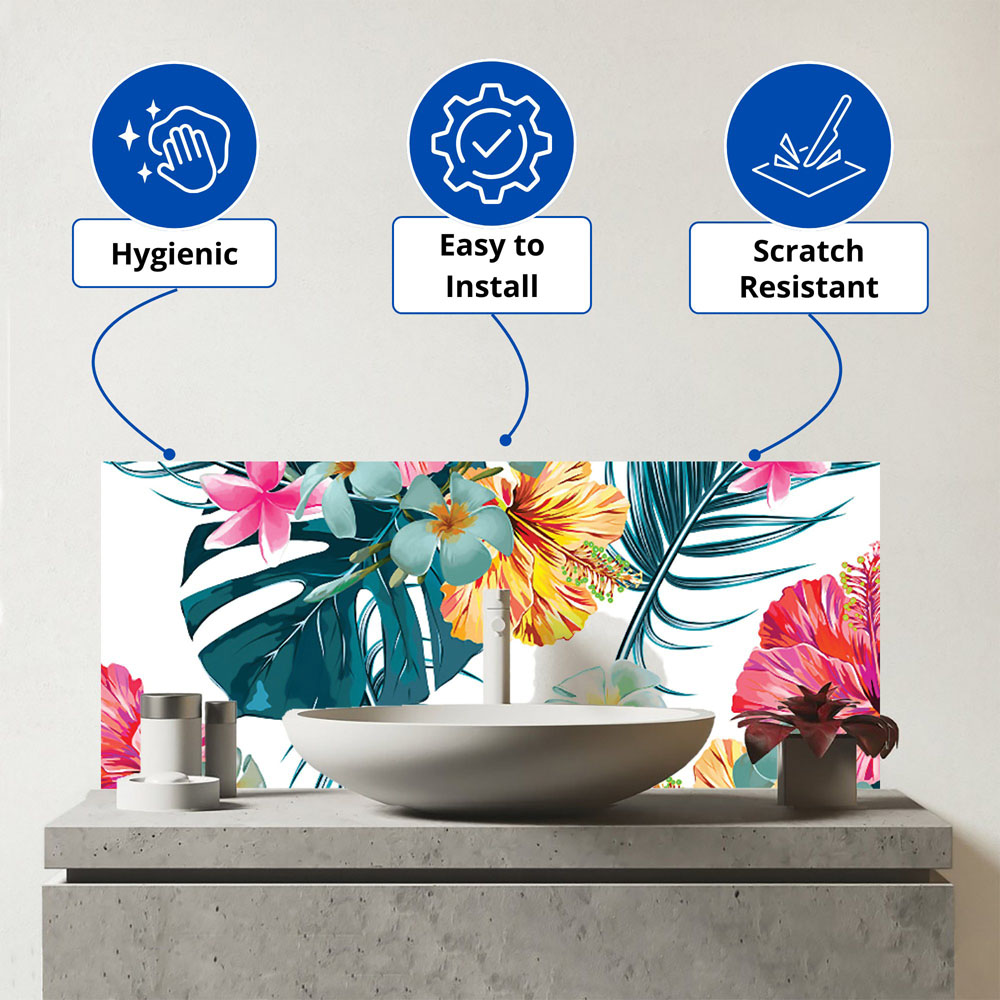Warren Reed Designer Spring Summer Flowers Glass Bathroom Splashback 25 x 60cm Image 3