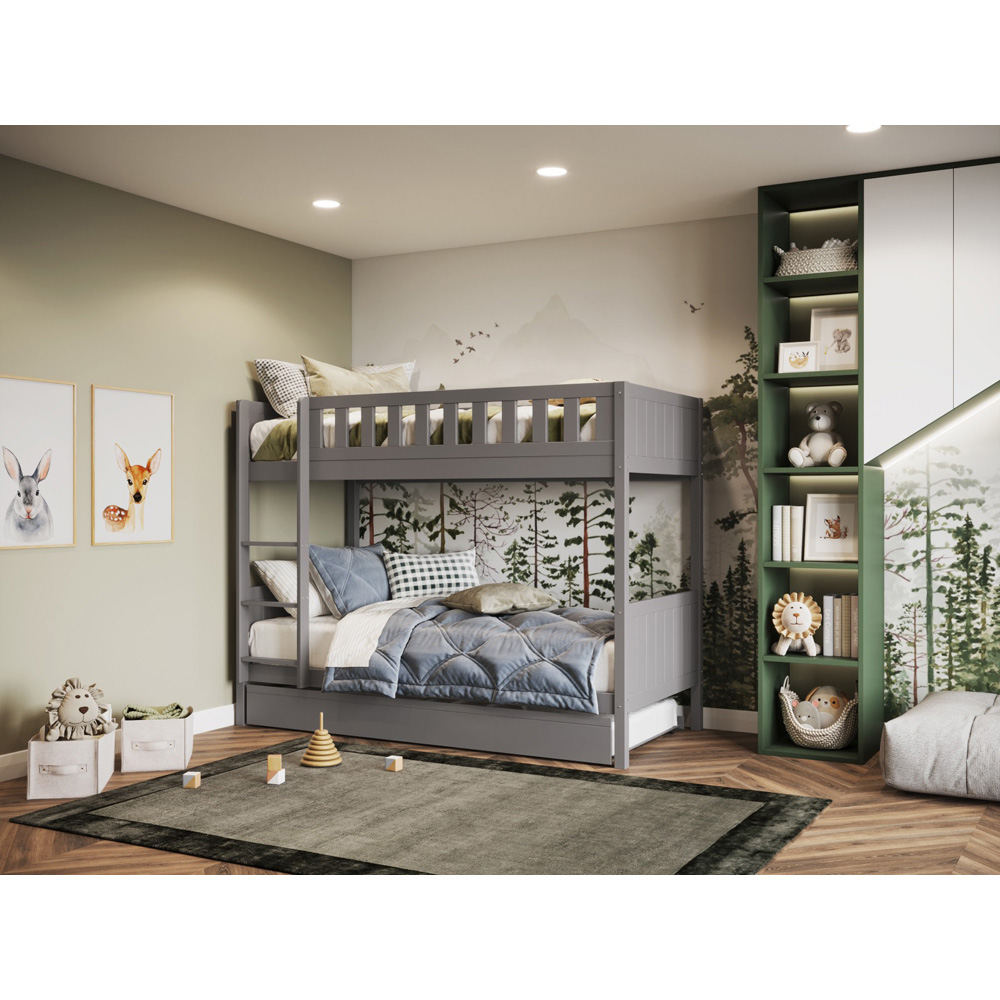 Flair Bea 2 Sleeper Grey Bunk Bed with Trundle Image 5
