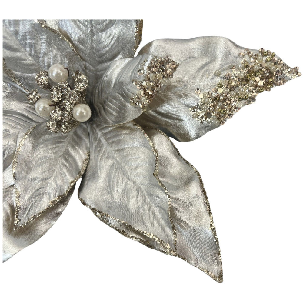 Metallic Poinsettia Flower Clip Image 6