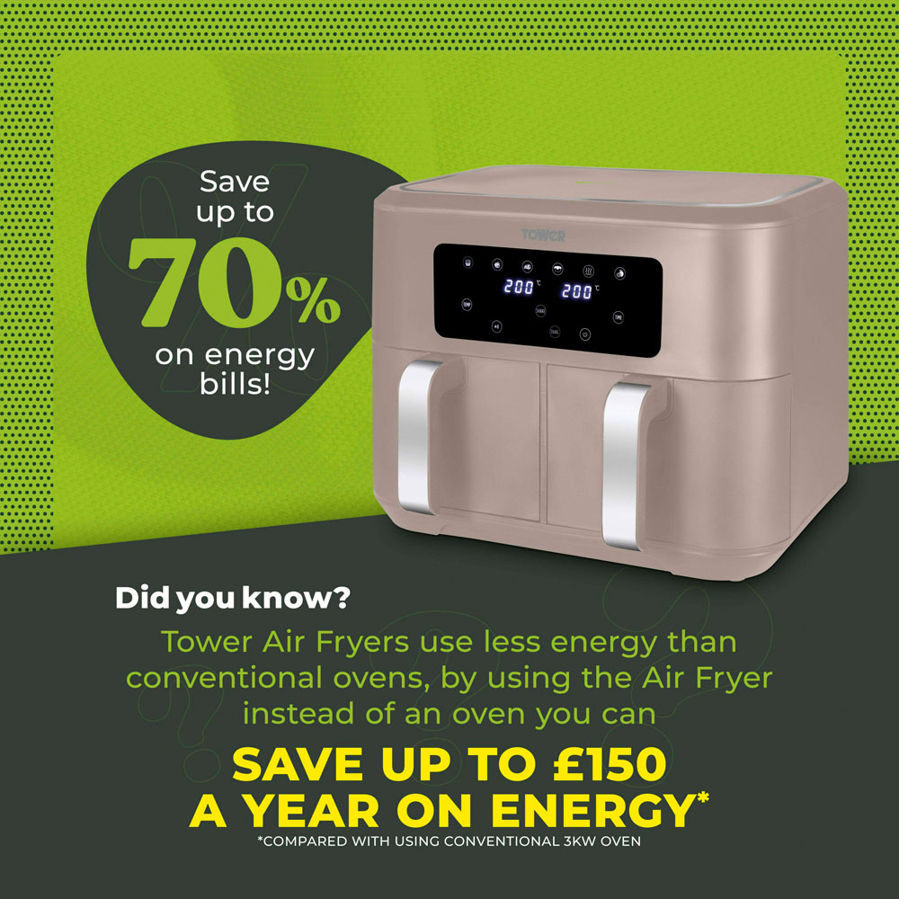 Tower Vortx T17137MSH Latte Dual Basket Chrome Trim Digital Air Fryer 8.5L Image 7