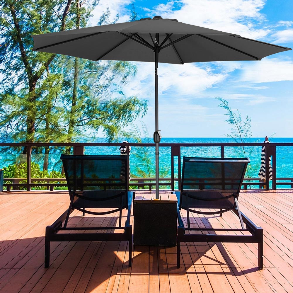 Living and Home Black Round Crank Tilt Parasol 3m Image 2